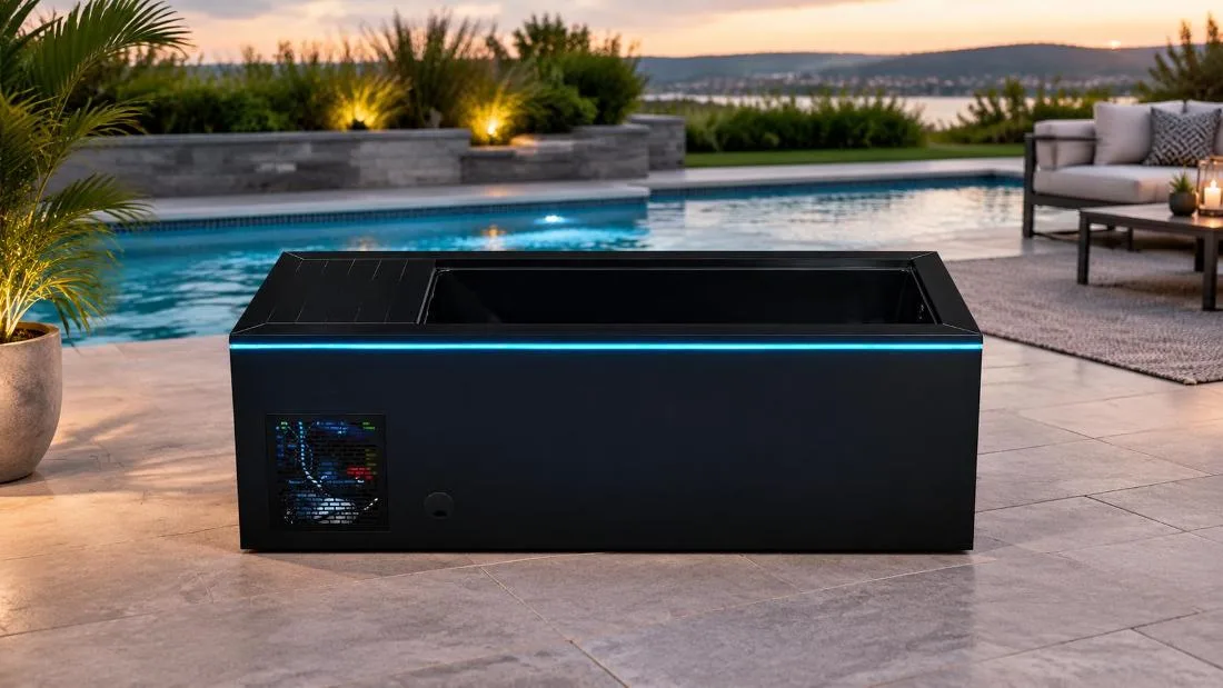 Ambient LED lighting on cold plunge tub Ambient LED lighting on cold plunge tub