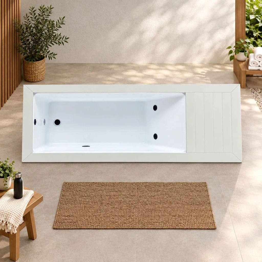 White OF-CP01 Cold Plunge Tub Interior Basin Direct overhead view of the white OF-CP01 cold plunge tub showing the Chinese white acrylic interior basin and equipment deck
