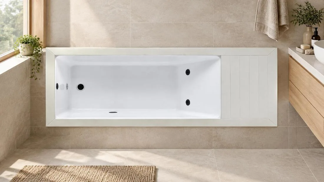 White acrylic cold plunge basin Direct overhead plan view of the white finish cold plunge tub interior basin